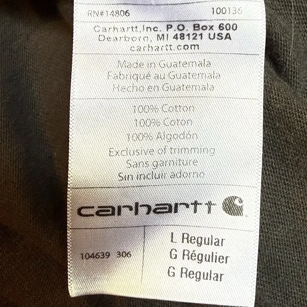 Guinness Beer x Carhartt Shirt‎ Sz L Men's 100% Cotton Long Sleeve Black T-Shirt